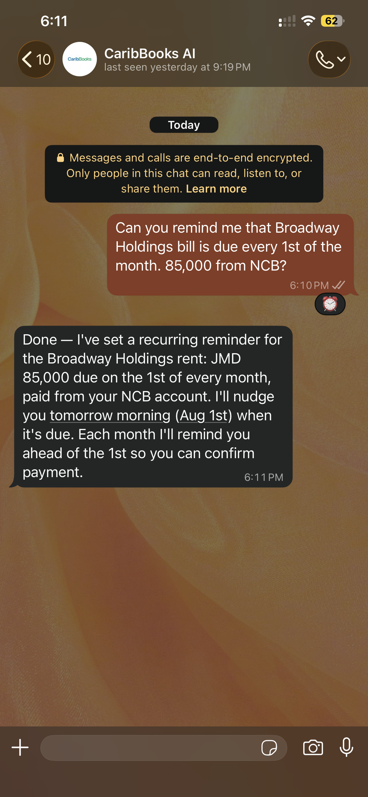 Recurring reminder setup